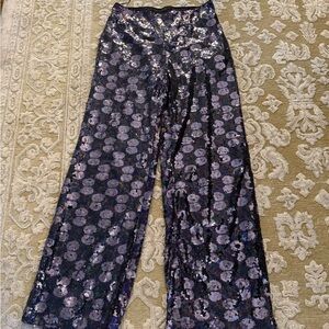 NY& Co Sequin Floral Wide-Leg Pants. Size large, NWT